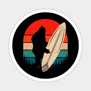 Retro Bigfoot Surfing Magnet